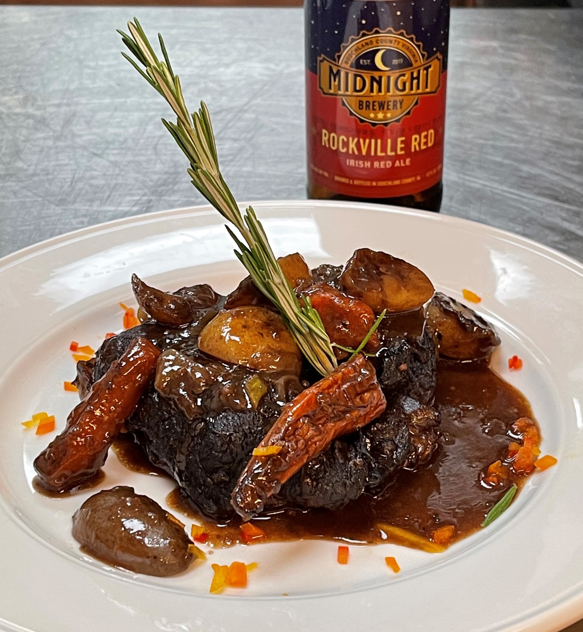 Plated special meal with beverage